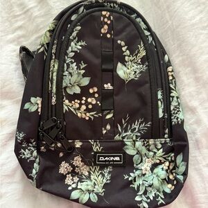 Dakine Black Small Mini Backpack with Green and White Floral Design